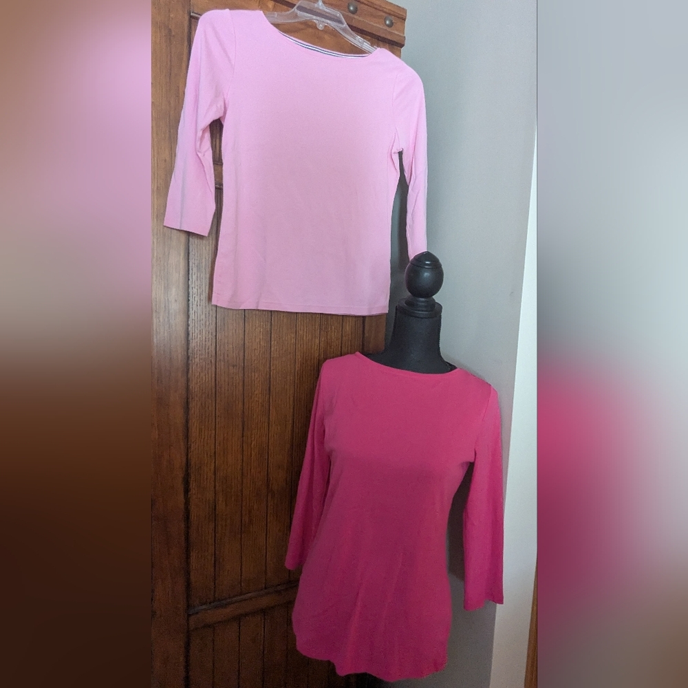 TALBOTS The Talbots Tee Long Sleeve Boat Neck, Qty 2 & 1 V-Neck, Sz S, NWOT!!!